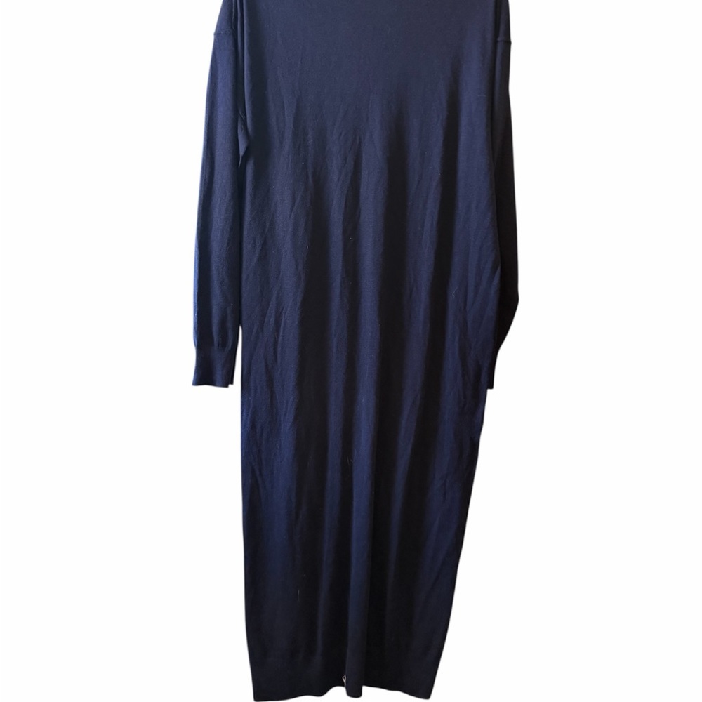 Zara Navy Long Sleeve Button-Accent Knit Dress - Picture 3 of 7